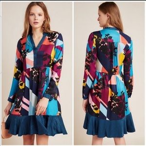 Vibrant Multi-Color Geometric Print Tiered Dress